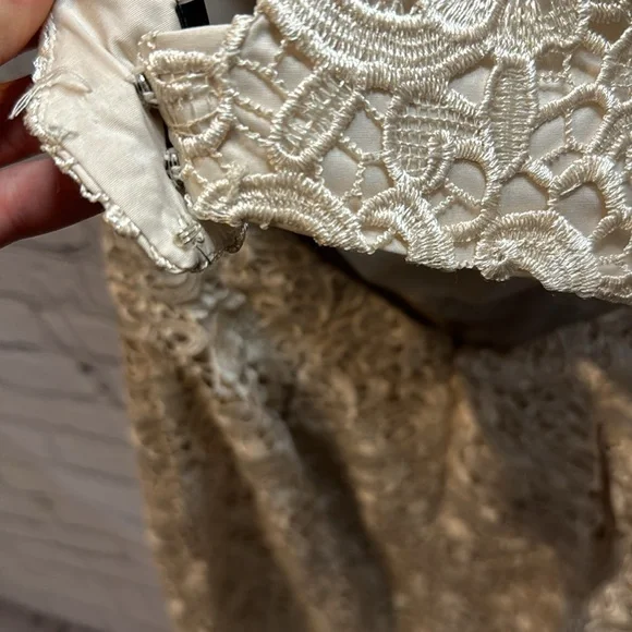 Aidan Mattox | Sleeveless Lace Jacquard Champagne Mini Cocktail Dress | Size 8 - Picture 7 of 8
